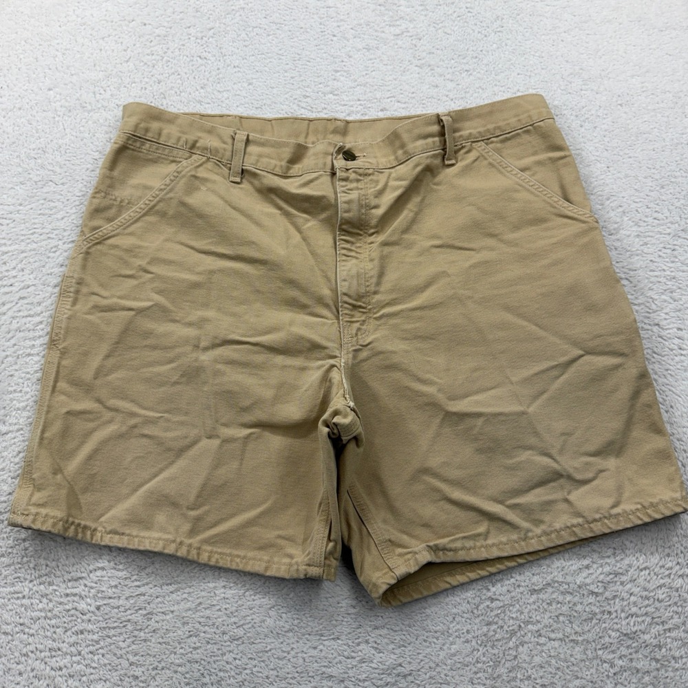 VTG Carhartt Mens Tan Cotton Duck Canvas Carpenter Utility Shorts Size 42